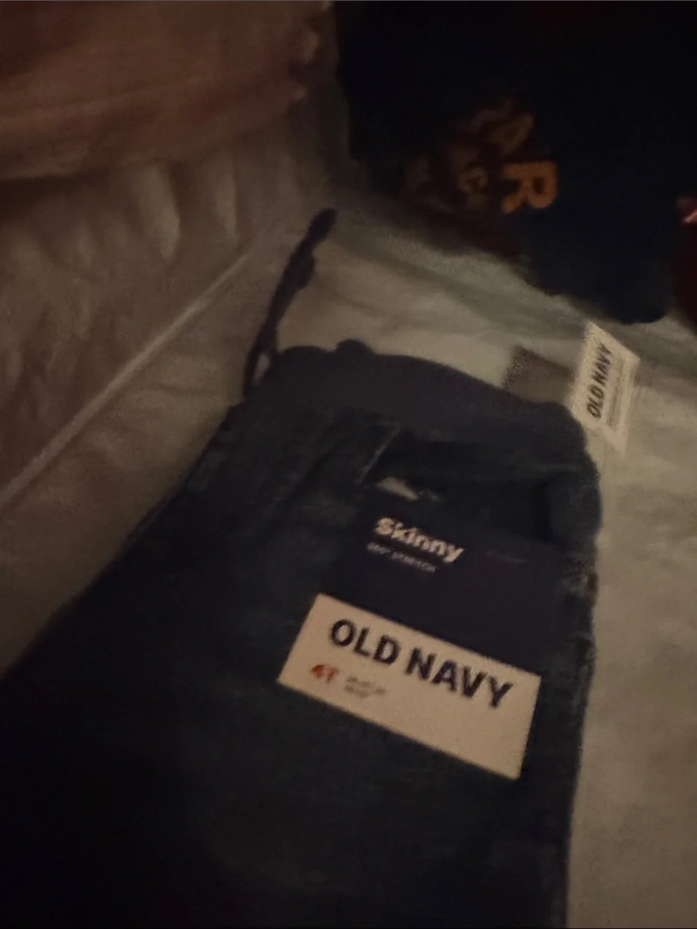 Old Navy Beige Tank Top with Black Trim and Red Lettering